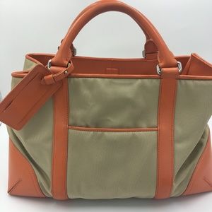 Ann Taylor vegan leather satchel (orange/tan)